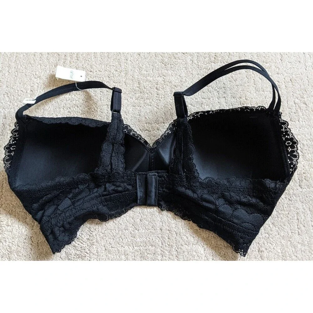 NWT Aerie Bra Wireless Flower Lace Lightly Padded Boho Black Size 36D